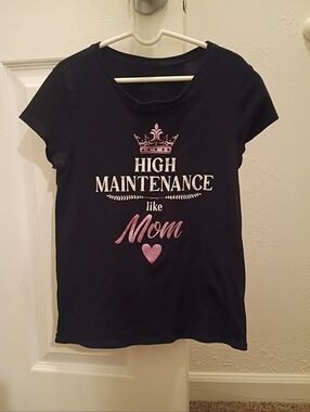 Children's Place Black Short Sleeve Tee with Pink Metallic Graphic